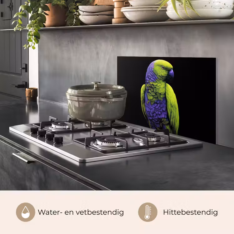 Papegaai - Veren - Opvallend - Groen keuken achterwand spatscherm klein -usp_NL