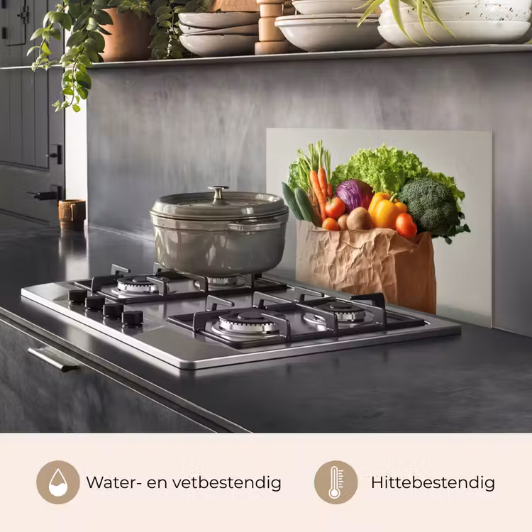 Papieren - Boodschappen - Groente - Kleurrijk keuken achterwand spatscherm klein -usp_NL