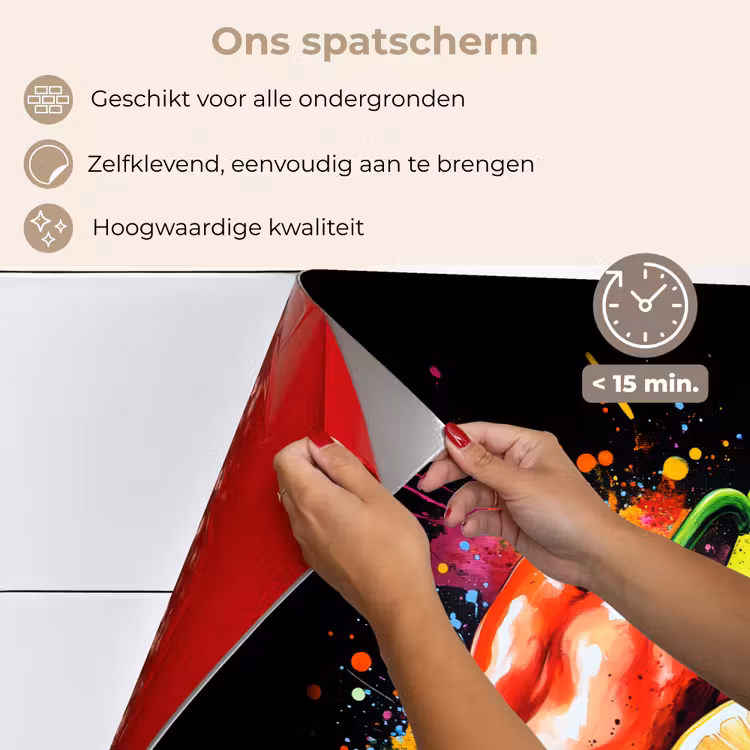Paprika - Peer - Citroen - Graffiti - Verf - Abstract keuken achterwand spatscherm klein -spatscherm_NL