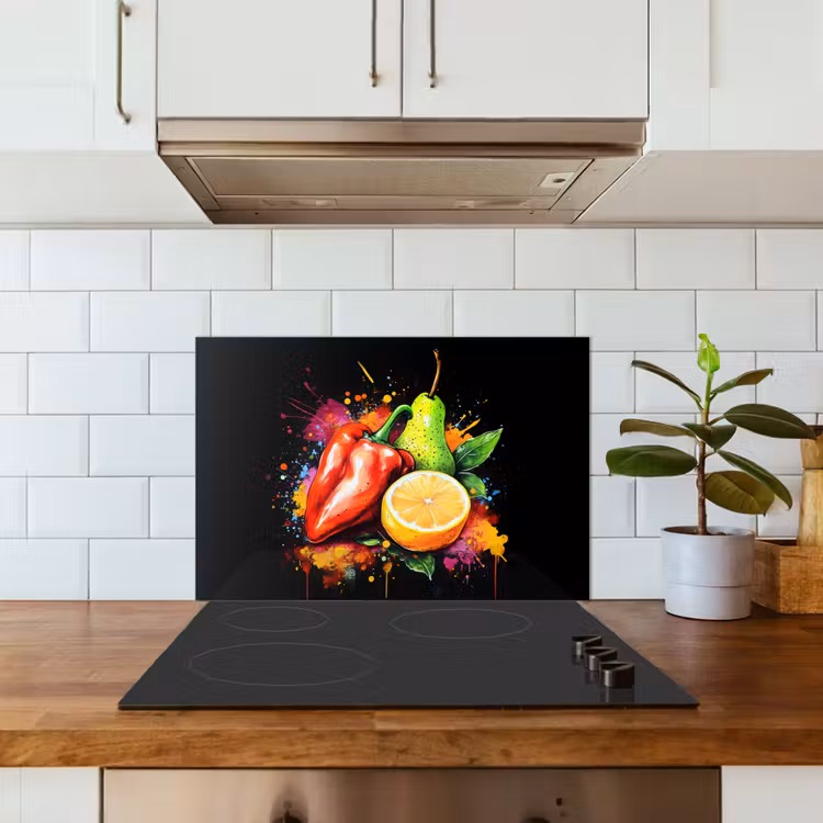 Paprika - Peer - Citroen - Graffiti - Verf - Abstract keuken achterwand spatscherm klein -sfeer2