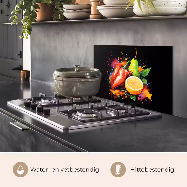 Paprika - Peer - Citroen - Graffiti - Verf - Abstract keuken achterwand spatscherm klein -usp_NL