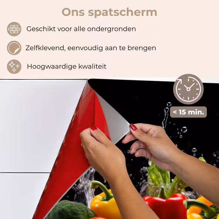 Paprika - Water - Groente - Zwart keuken achterwand spatscherm klein -spatscherm_NL