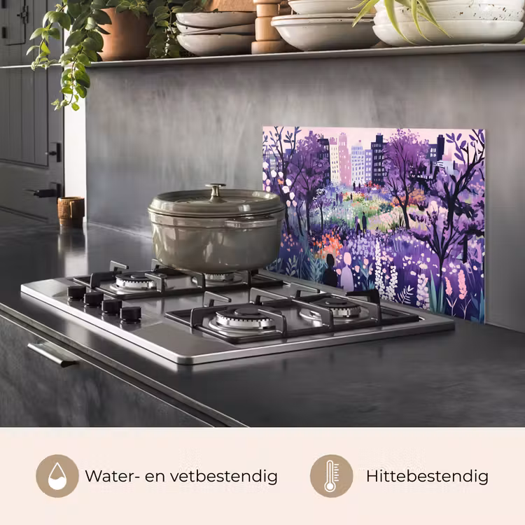 Park - Bomen - Bloemen - Gebouwen keuken achterwand spatscherm klein -usp_NL