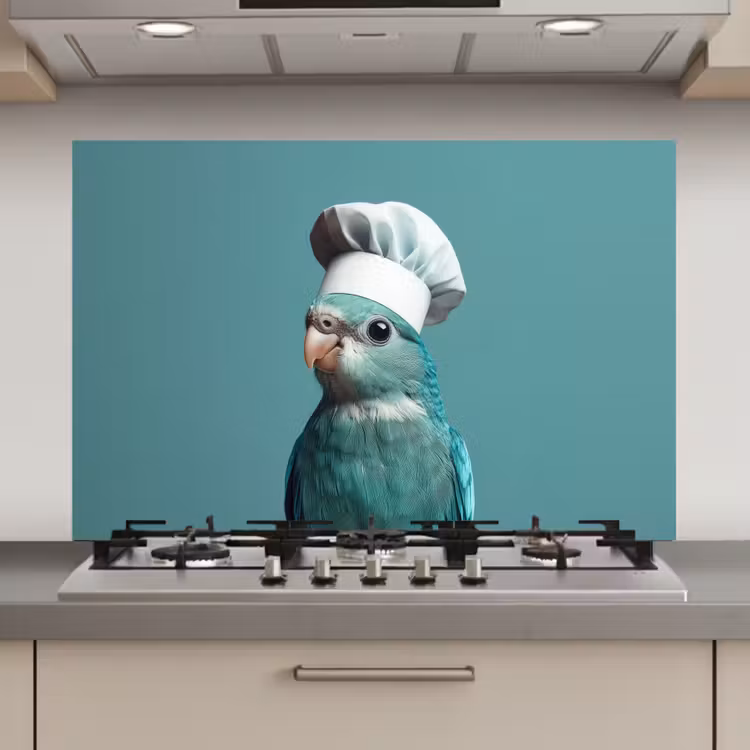 Parkiet - Vogel - Koksmuts - Cute keuken achterwand spatscherm klein -3d_website