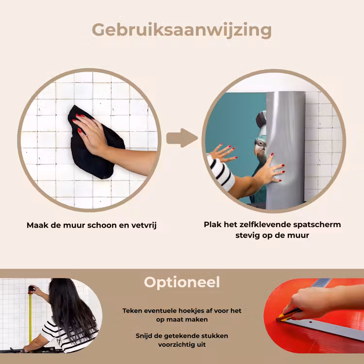 Parkiet - Vogel - Koksmuts - Cute keuken achterwand spatscherm klein -gebruiksaanwijzing_NL