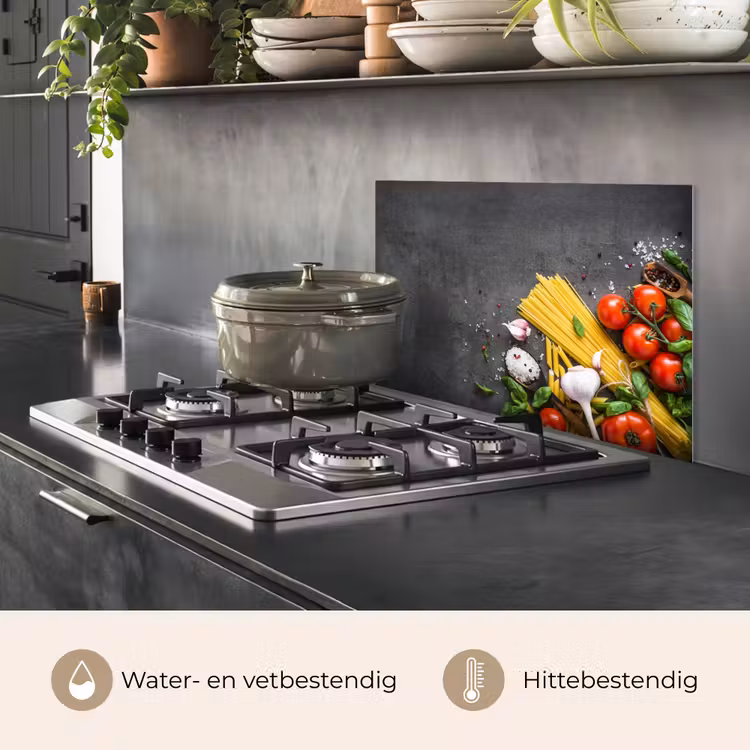 Pasta - Kruiden - Tomaat - Specerijen - Rustiek keuken achterwand spatscherm klein -usp_NL