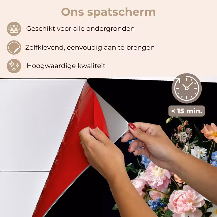 Pastel - Bloemen - Glazen - Vaas keuken achterwand spatscherm klein -spatscherm_NL