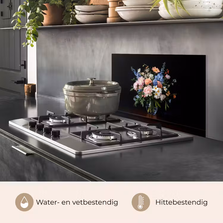 Pastel - Bloemen - Glazen - Vaas keuken achterwand spatscherm klein -usp_NL