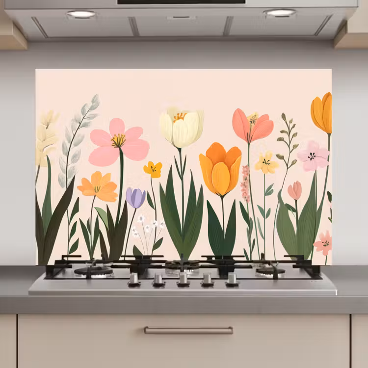 Pasteltinten - Bloemen - Illustratie keuken achterwand spatscherm klein -3d_website