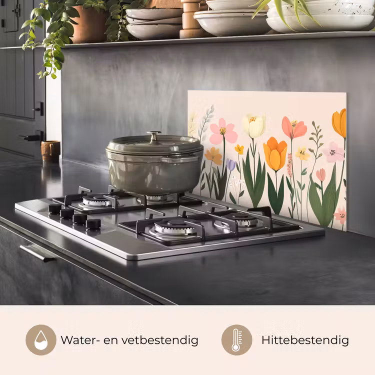 Pasteltinten - Bloemen - Illustratie keuken achterwand spatscherm klein -usp_NL