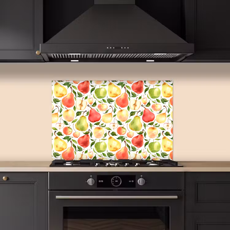 Patroon - Appels - Peren keuken achterwand spatscherm klein 900 -sfeer1