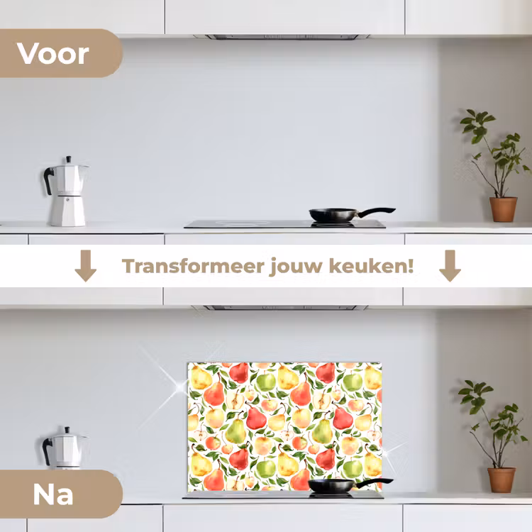 Patroon - Appels - Peren keuken achterwand spatscherm klein 900 -voor_na_NL