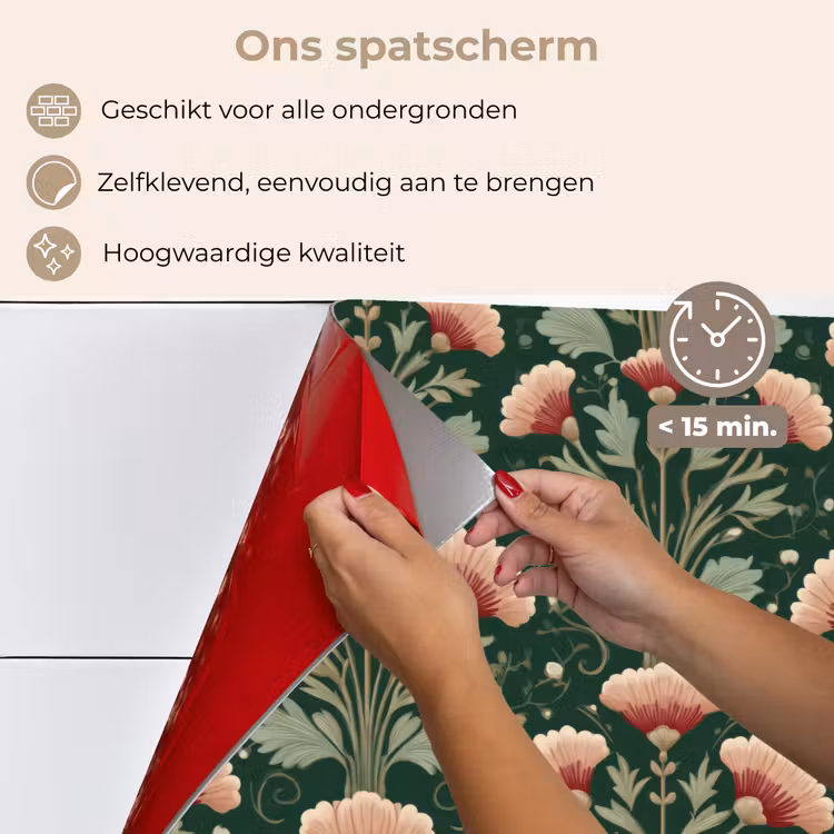 Patroon - Botanisch - Kleurrijk keuken achterwand spatscherm klein 900 -spatscherm_NL