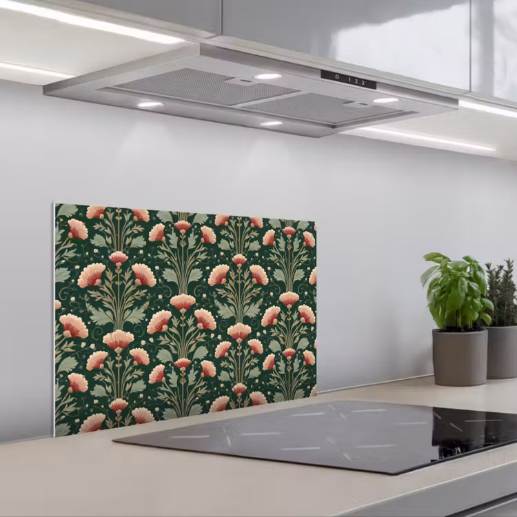 Patroon - Botanisch - Kleurrijk keuken achterwand spatscherm klein 900 -3d_schuin