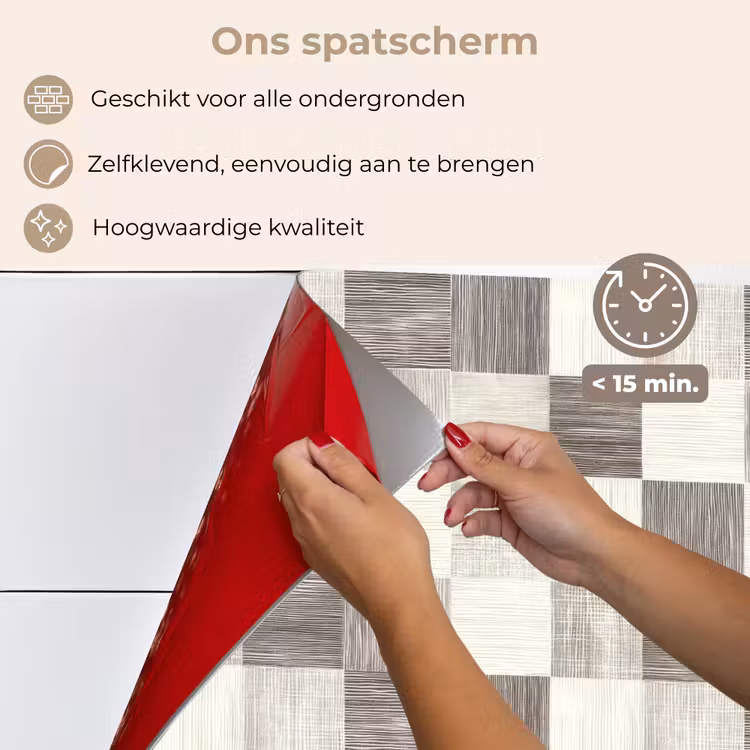 Patroon - Dambord - Houtnerf keuken achterwand spatscherm klein 900 -spatscherm_NL