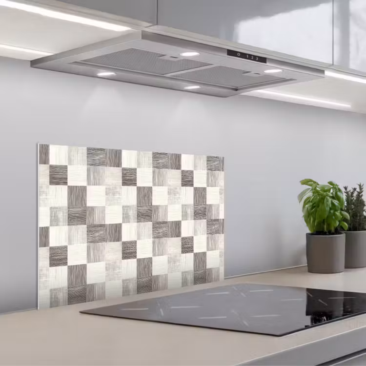 Patroon - Dambord - Houtnerf keuken achterwand spatscherm klein 900 -3d_schuin