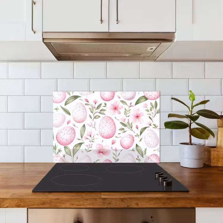 Patroon - Eieren - Roze - Pasen keuken achterwand spatscherm klein -sfeer2