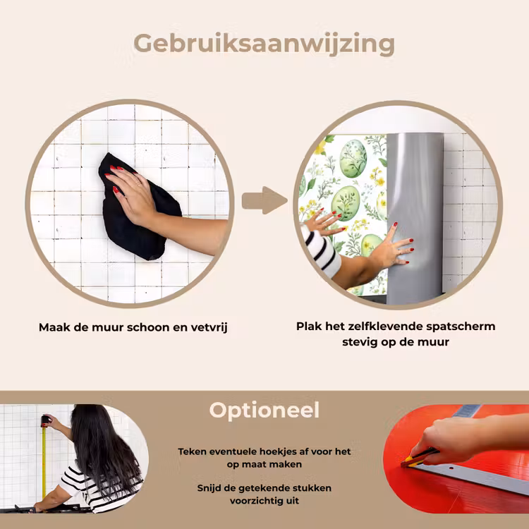 Patroon - Groen - Eieren keuken achterwand spatscherm klein -gebruiksaanwijzing_NL