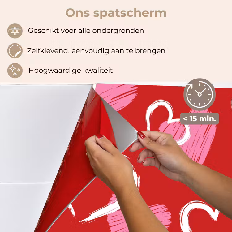 Patroon - Hartjes - Roze - Valentijn keuken achterwand spatscherm klein -spatscherm_NL