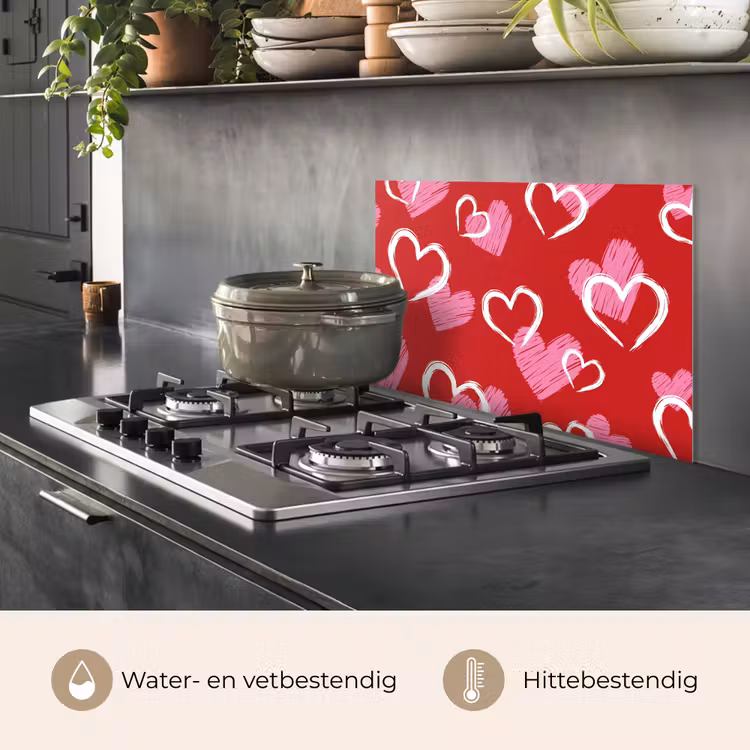Patroon - Hartjes - Roze - Valentijn keuken achterwand spatscherm klein -usp_NL