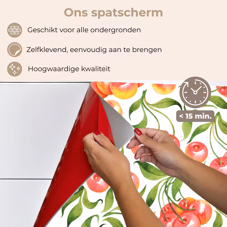 Patroon - Kersen - Wit keuken achterwand spatscherm klein 900 -spatscherm_NL