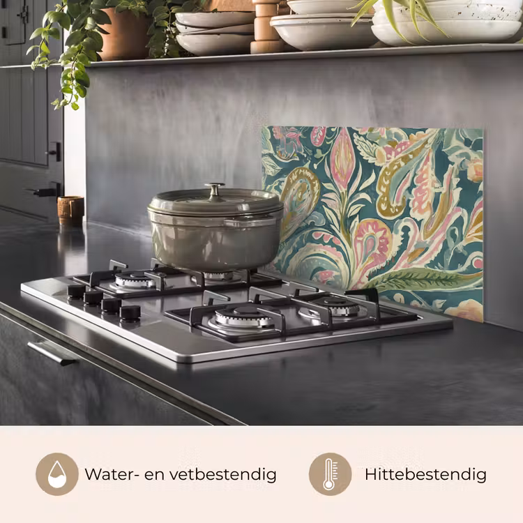 Patroon - Kleurrijk - Sierlijk - Groen keuken achterwand spatscherm klein -usp_NL