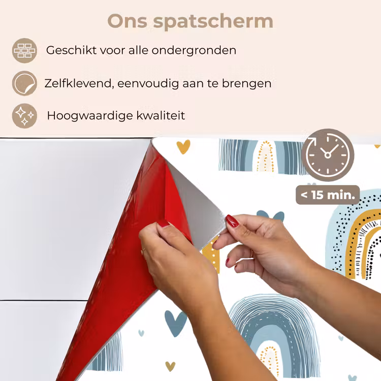Patroon - Regenboog - Hartjes keuken achterwand spatscherm klein -spatscherm_NL