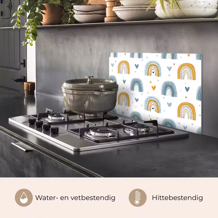 Patroon - Regenboog - Hartjes keuken achterwand spatscherm klein -usp_NL