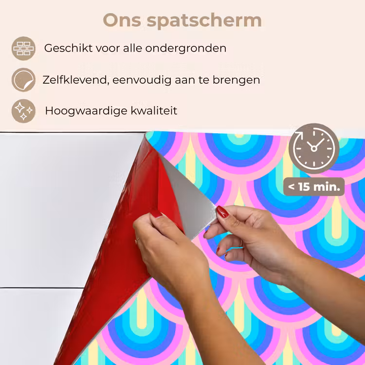 Patroon - Regenboogwaaier - Neon keuken achterwand spatscherm klein 900 -spatscherm_NL