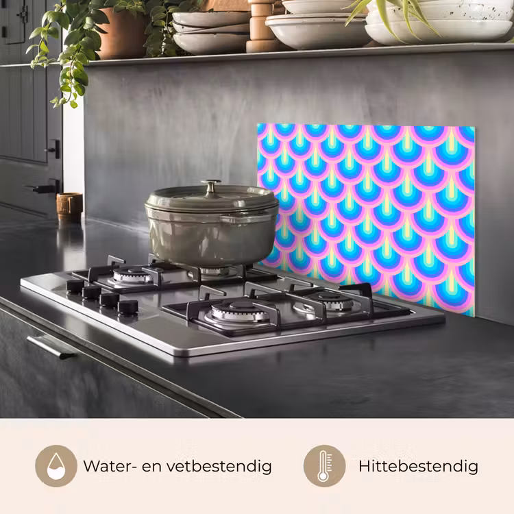 Patroon - Regenboogwaaier - Neon keuken achterwand spatscherm klein 900 -usp_NL
