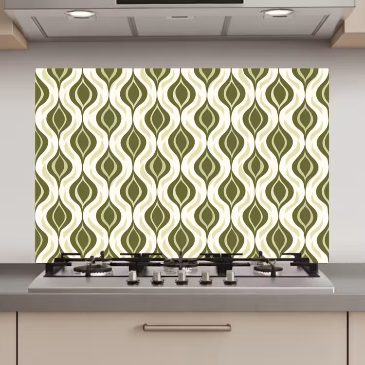 Patroon - Retro - Groen keuken achterwand spatscherm klein 900 -3d_website