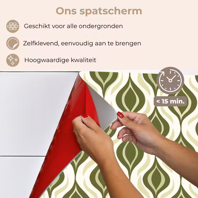 Patroon - Retro - Groen keuken achterwand spatscherm klein 900 -spatscherm_NL