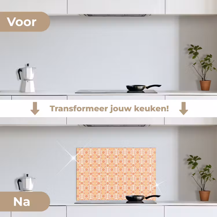 Patroon - Retro - Kleur keuken achterwand spatscherm klein 900 -voor_na_NL