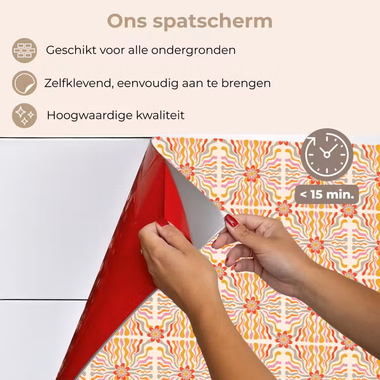Patroon - Retro - Kleur keuken achterwand spatscherm klein 900 -spatscherm_NL