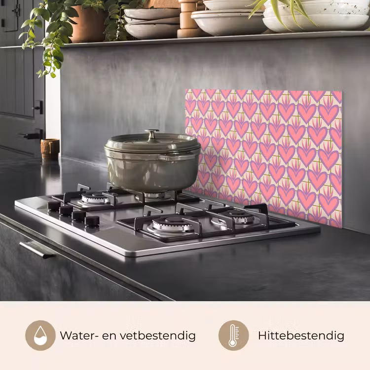 Patroon - Roze - Hartjes keuken achterwand spatscherm klein 900 -usp_NL