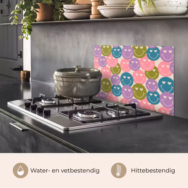 Patroon - Smiley - Kleurrijk - Hartjes keuken achterwand spatscherm klein 900 -usp_NL