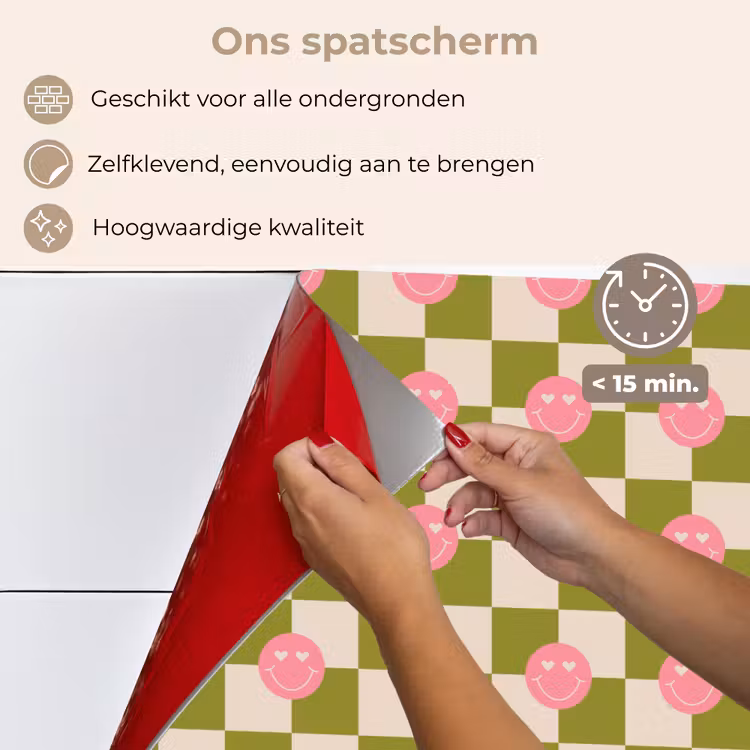 Patroon - Smileys - Blokken keuken achterwand spatscherm klein 900 -spatscherm_NL