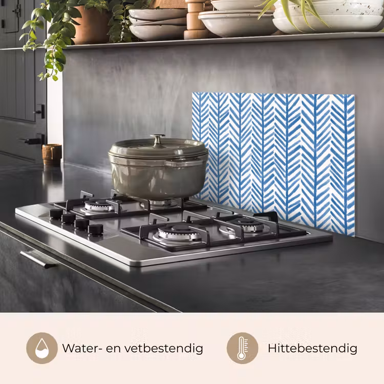 Patroon - Streep - Blauw keuken achterwand spatscherm klein 900 -usp_NL