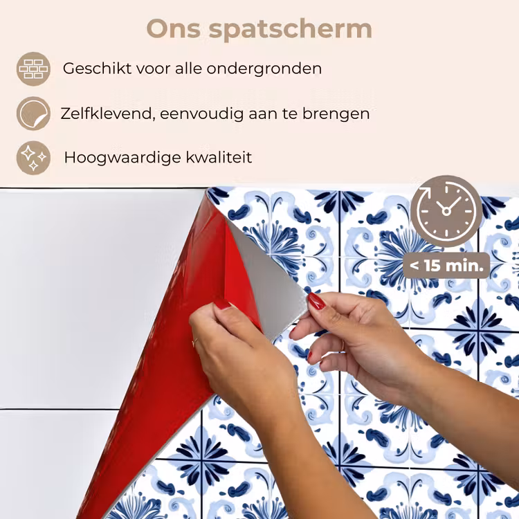 Patroon - Tegel - Blauw keuken achterwand spatscherm klein 900 -spatscherm_NL