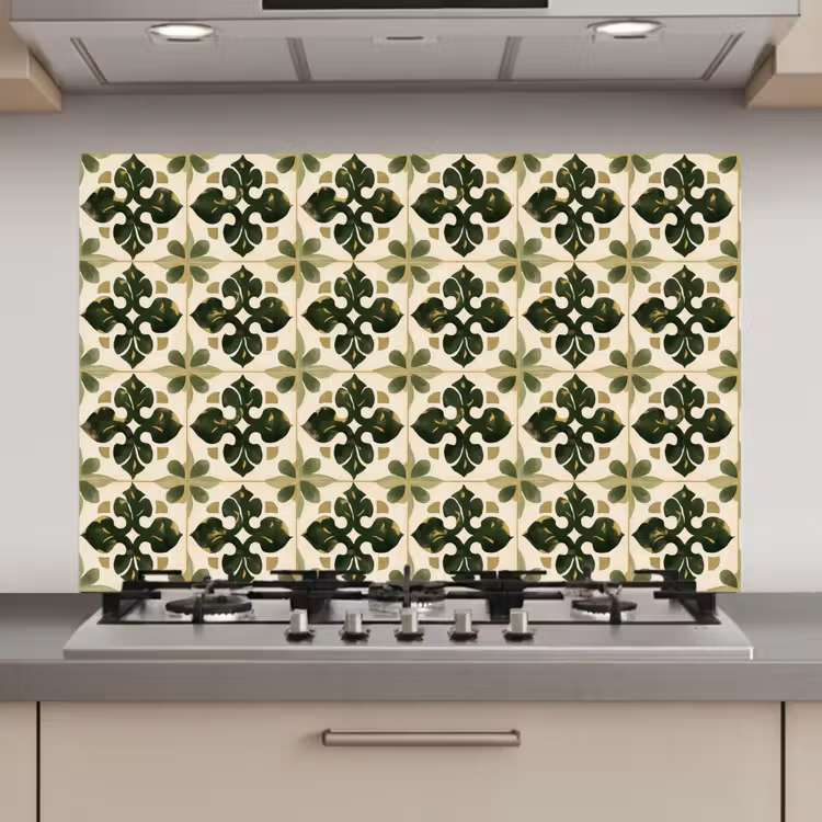 Patroon - Tegel - Groen keuken achterwand spatscherm klein 900 -3d_website