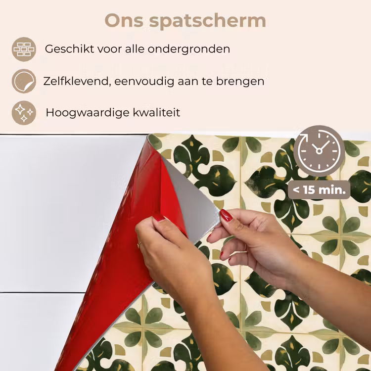 Patroon - Tegel - Groen keuken achterwand spatscherm klein 900 -spatscherm_NL