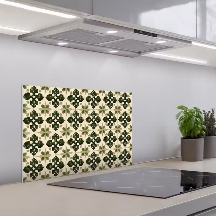 Patroon - Tegel - Groen keuken achterwand spatscherm klein 900 -3d_schuin