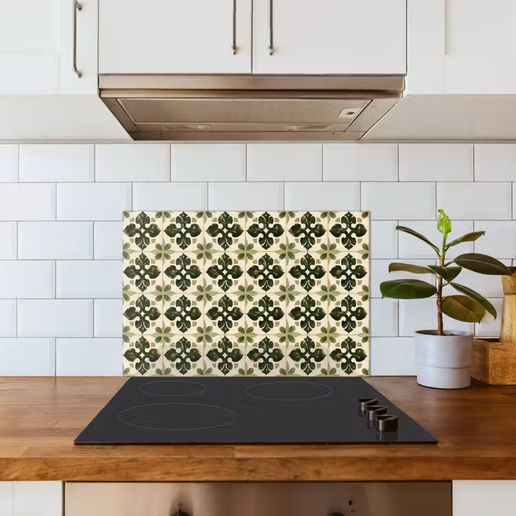 Patroon - Tegel - Groen keuken achterwand spatscherm klein 900 -sfeer2