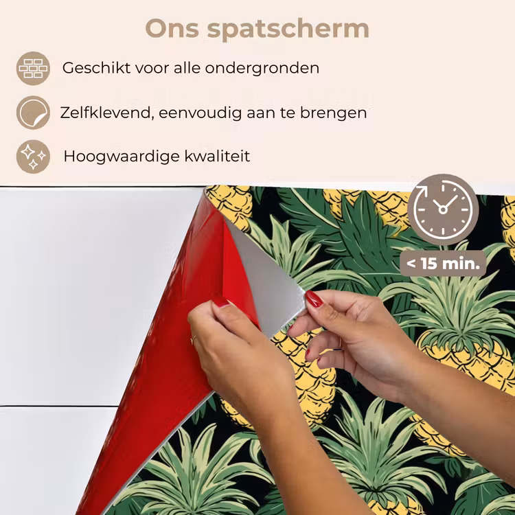 Patroon - Tropisch - Ananas - Illustratie keuken achterwand spatscherm klein 900 -spatscherm_NL