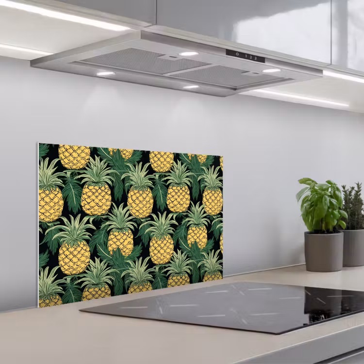 Patroon - Tropisch - Ananas - Illustratie keuken achterwand spatscherm klein 900 -3d_schuin