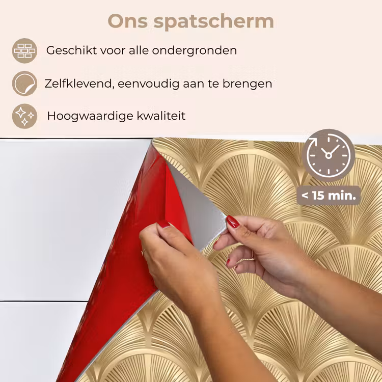 Patroon - Waaier - Goud keuken achterwand spatscherm klein 900 -spatscherm_NL