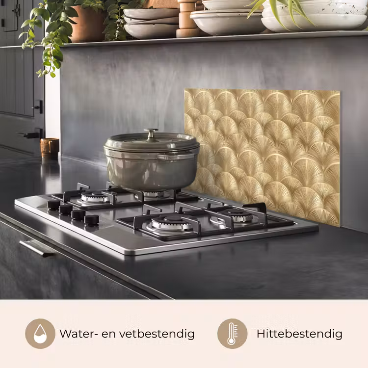 Patroon - Waaier - Goud keuken achterwand spatscherm klein 900 -usp_NL