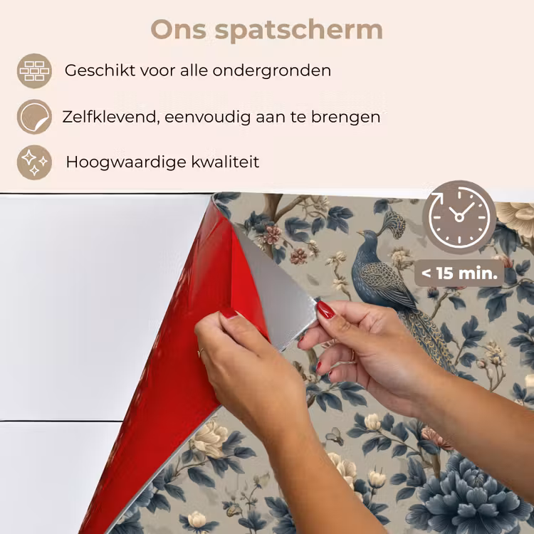Pauw - Bloemen - Blauw keuken achterwand spatscherm klein 900 -spatscherm_NL