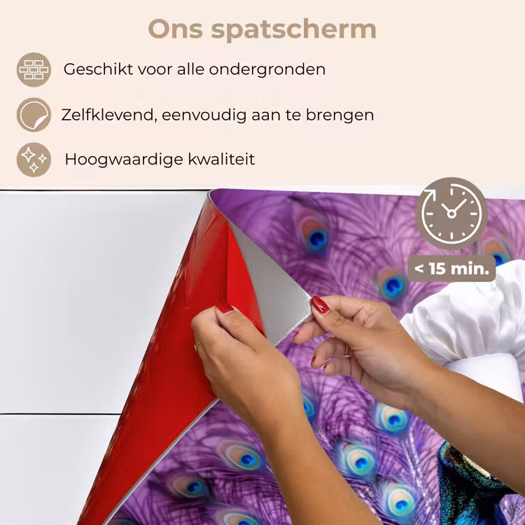 Pauw - Koksmuts - Cool - Paars keuken achterwand spatscherm klein -spatscherm_NL