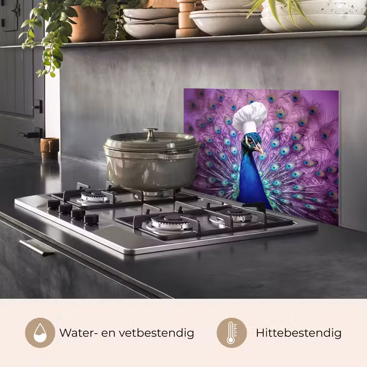 Pauw - Koksmuts - Cool - Paars keuken achterwand spatscherm klein -usp_NL
